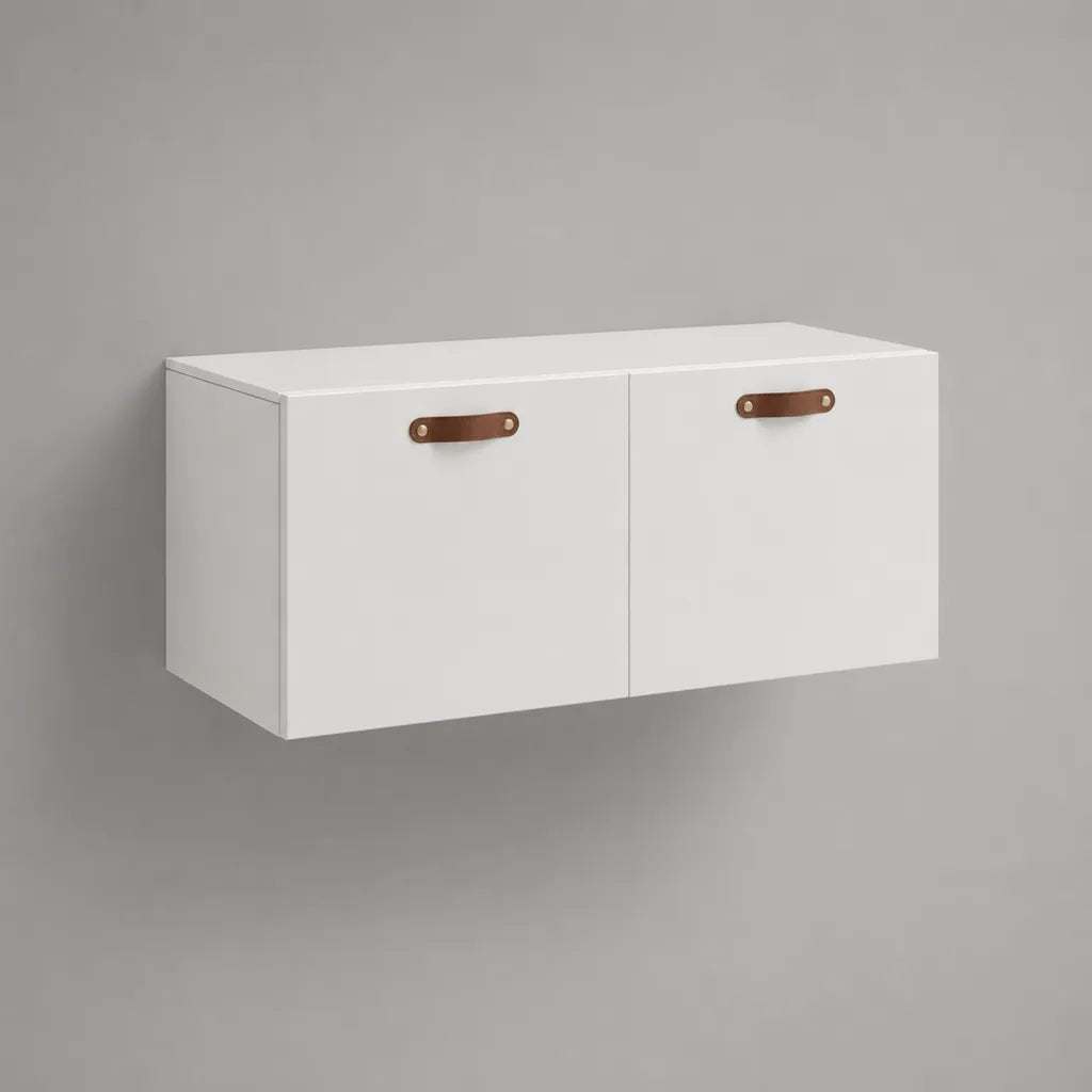 Meuble mural rectangulaire à 2 portes en panneaux de particules mélaminés, blanc et marron, 60 × 30 × 30 cm