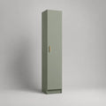 Colonne de salle de bains 1 porte en MDF vert sauge avec poignée en métal finition laiton, 30 × 30 × 180 cm