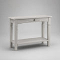 Console d’entrée en pin massif avec tiroir et étagère, blanc patiné et noir, 100 × 35 × 80 cm