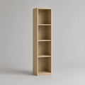 Bibliothèque étroite rectangulaire en panneaux de particules, 4 niches, chêne clair, 40 × 30 × 160 cm
